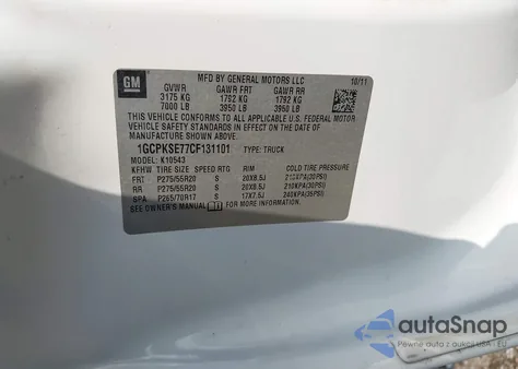 2012 Chevrolet Silverado 1500 Lt из США, поврежденный, VIN 1GCPKSE77CF131101